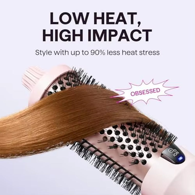 Thermal Brush Blowout Boost 1.5 Inch Heated Brush Dual Voltage Pink Negative Ion Technology 5 Temperature Settings PTC