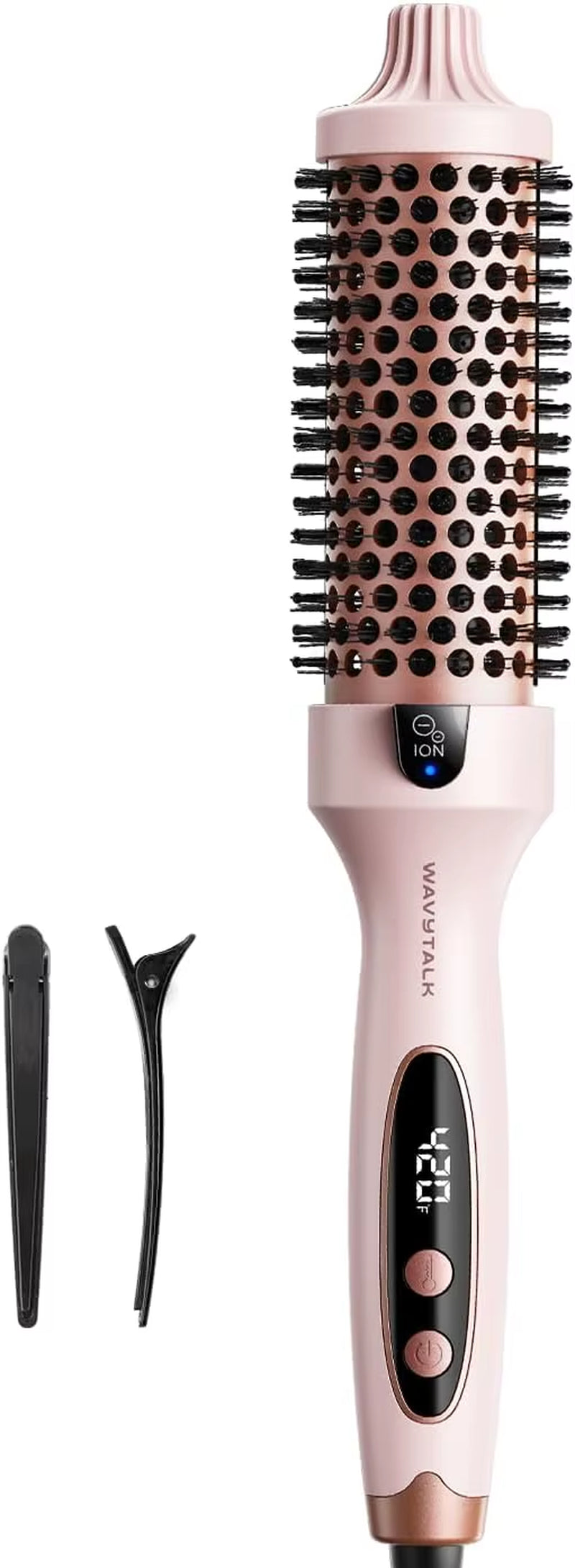 Thermal Brush Blowout Boost 1.5 Inch Heated Brush Dual Voltage Pink Negative Ion Technology 5 Temperature Settings PTC