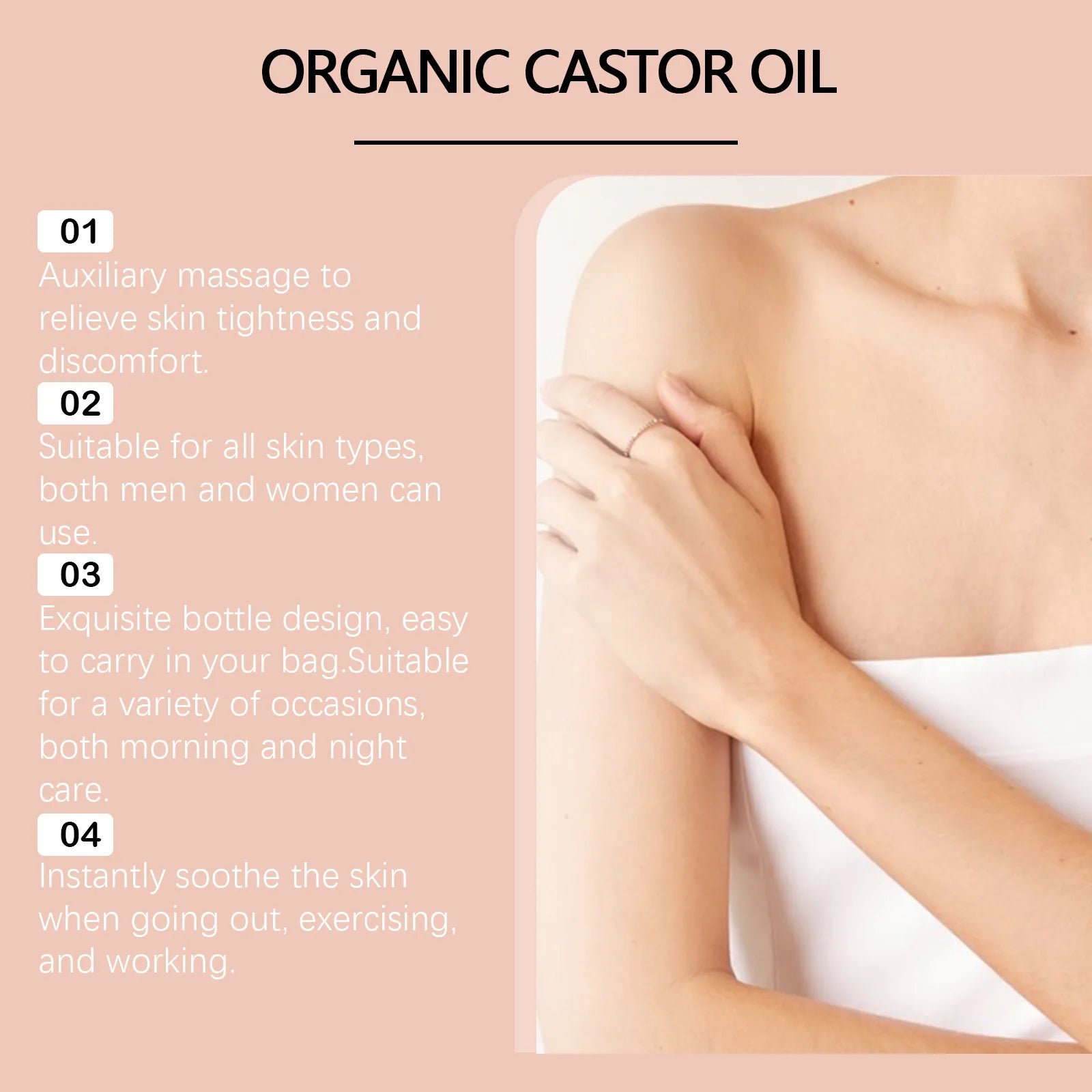 Roll-On Castor Oil Hair Growth Products Deep Hydration Face Treatment for Skin Tightening Moisturize Natural Castor Oil Organic