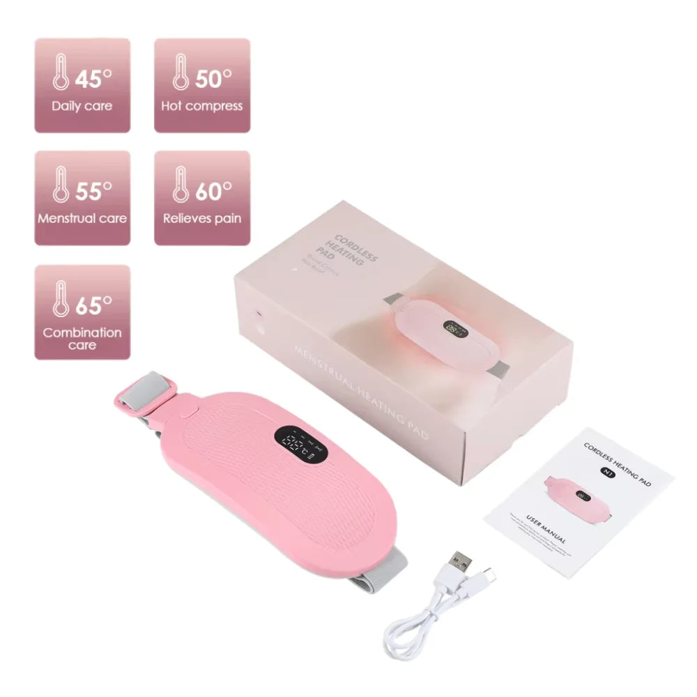Electric Heating Pad Menstrual Cramp Massager Belt Women Period Care Hot Compress Device Vibration Abdominal Ulter Warmer Belt