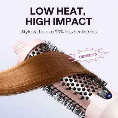 Thermal Brush Blowout Boost 1.5 Inch Heated Brush Dual Voltage Pink Negative Ion Technology 5 Temperature Settings PTC